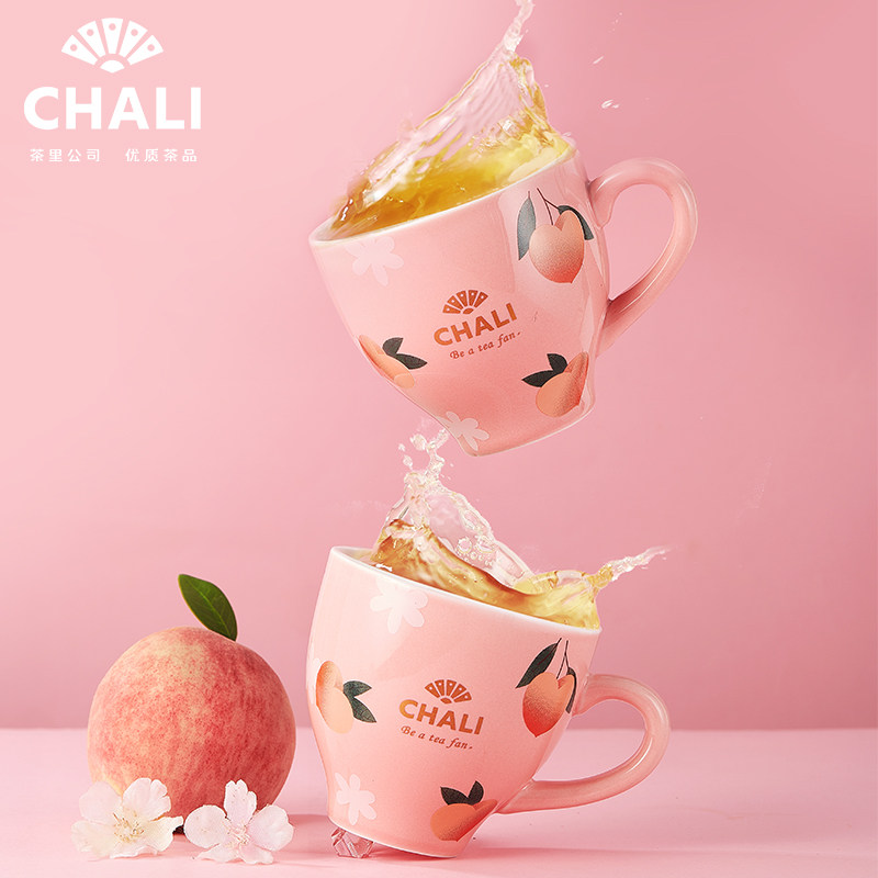ChaLi茶里八周年限定周边蜜桃马克杯陶瓷配骑士甜品勺350ml在类目 餐饮具, 杯子/水杯/水壶, 马克杯中 - 来自Buy2taobao.com提供专业的淘宝代购服务