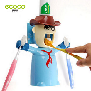 意可可爱情勇士洗漱套装吸盘牙刷架创意自动挤牙膏器带情侣漱口杯