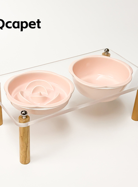 陶瓷宠物猫碗狗碗增高架保护脊椎慢食碗双食盆干湿粮碗高脚