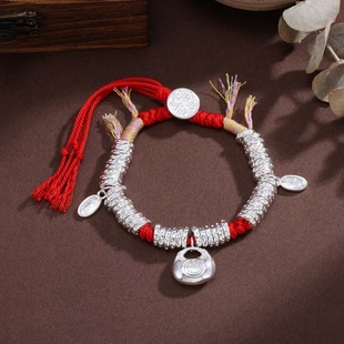 纯银小胖福盘缠手链女新中式国风手工红绳编织手串送女友新年礼物