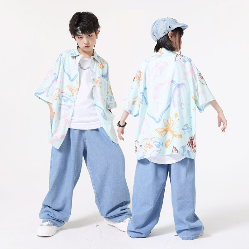 男童帅气衬衫套装嘻哈风演出服