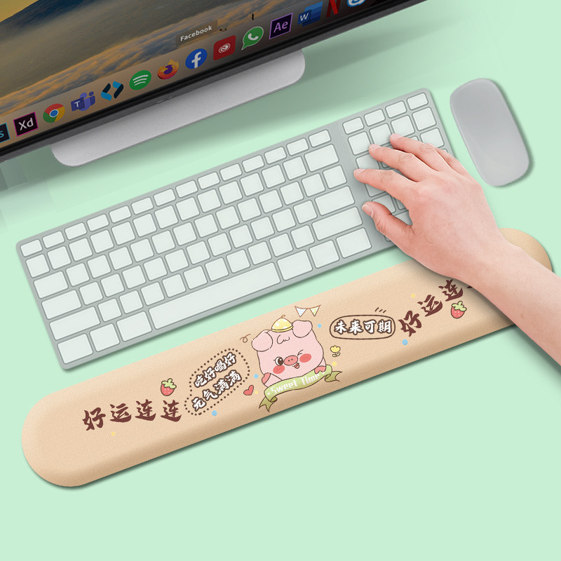 创意小猪键盘手托记忆棉3D个性女生掌枕鼠标垫护腕硅胶小清新卡通