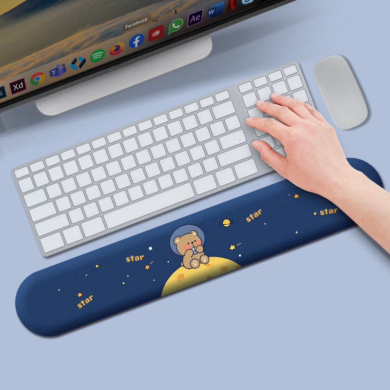 创意航空熊键盘鼠标垫一体护腕记忆棉手托可爱女生二次元卡通动漫