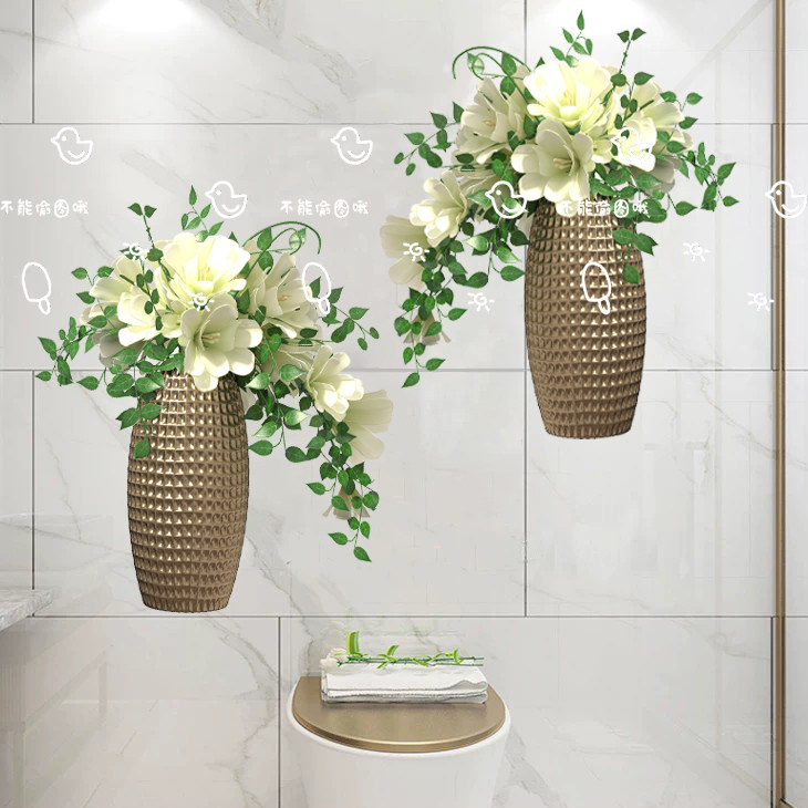 3D花朵花瓶瓷砖墙贴防水可移除