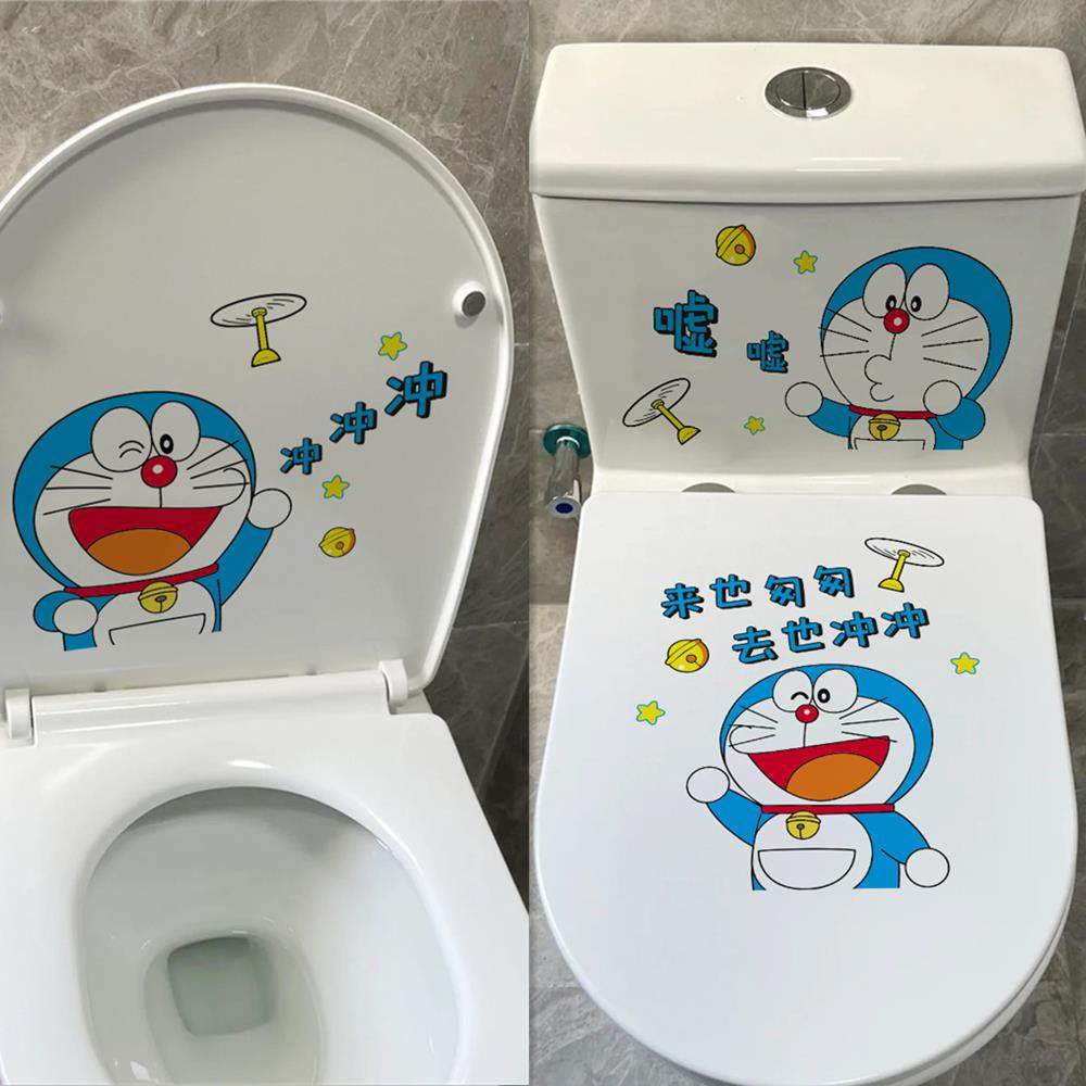 蓝胖子马桶贴画机器猫装饰贴卡通叮当猫厕所贴纸女防水坐便器盖贴