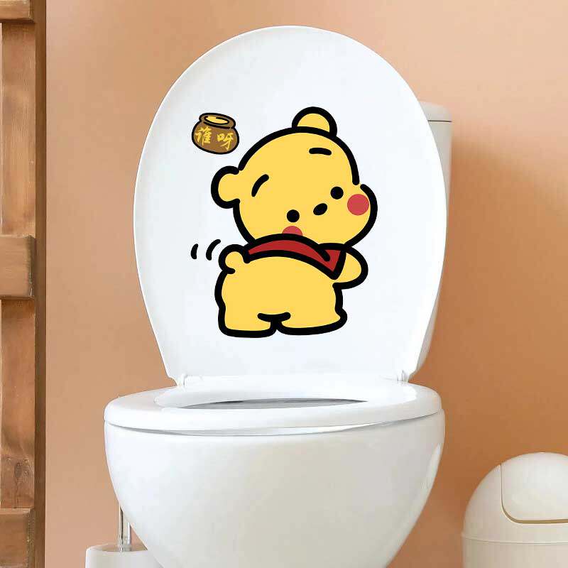 维尼熊卡通卫生间马桶贴画可爱自粘创意儿童房装饰防水自粘墙贴