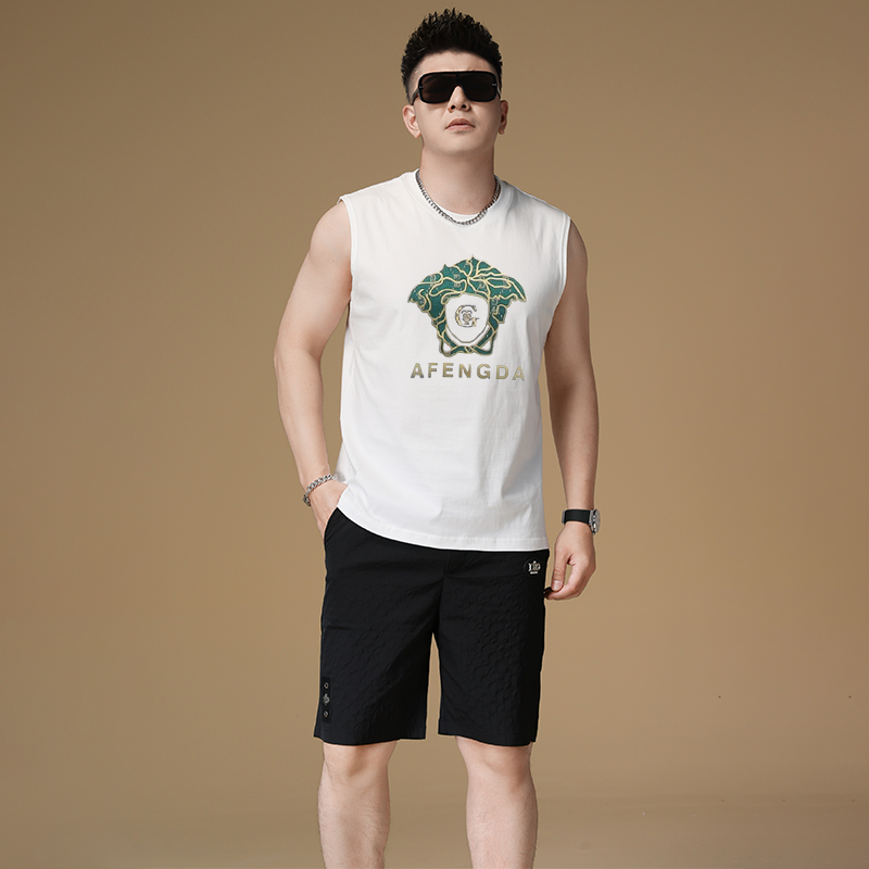 夏季新款男装砍袖潮牌无袖背心套