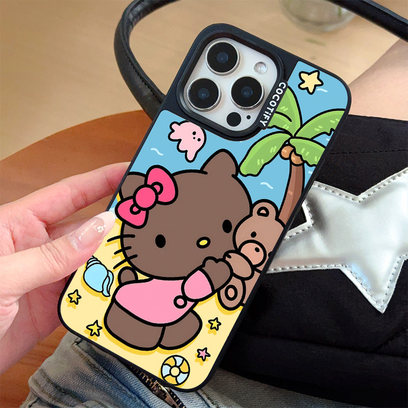 HelloKitty猫夏威夷沙滩小熊15适用16pro苹果16ProMax手机壳iPhone16全包12新款14Prom