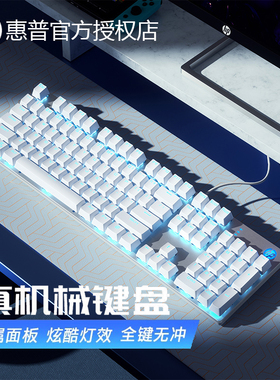 HP惠普机械键盘游戏专用有线电竞青轴黑茶红lol吃鸡CF笔记本电脑
