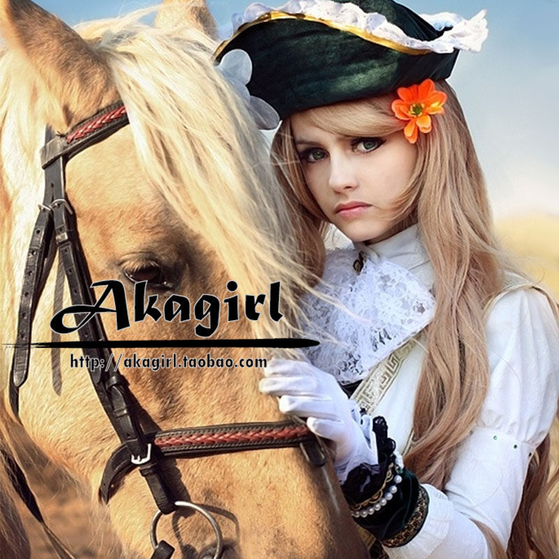 黑塔利亚 aph 匈牙利 伊丽莎白 欧系亚麻色长卷发cos假发