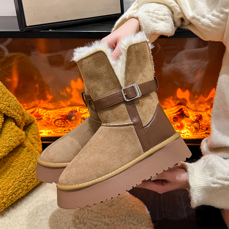 冬季新款加绒东北棉鞋保暖中筒靴