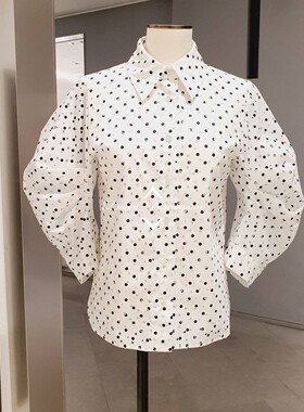 韩国直邮宋慧乔同款美夏MICHAA23夏圆点气分袖时尚衬衫MIN5WBL040
