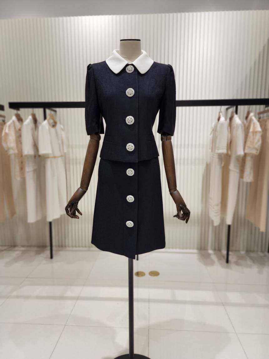 韩国直邮代购MOJO莫佐夏季新品林允儿同款短外套A字半身裙套装