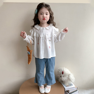 儿童洋气春装女童衬衫春秋2026新款衬衣宝宝时髦春季纯棉长袖上衣