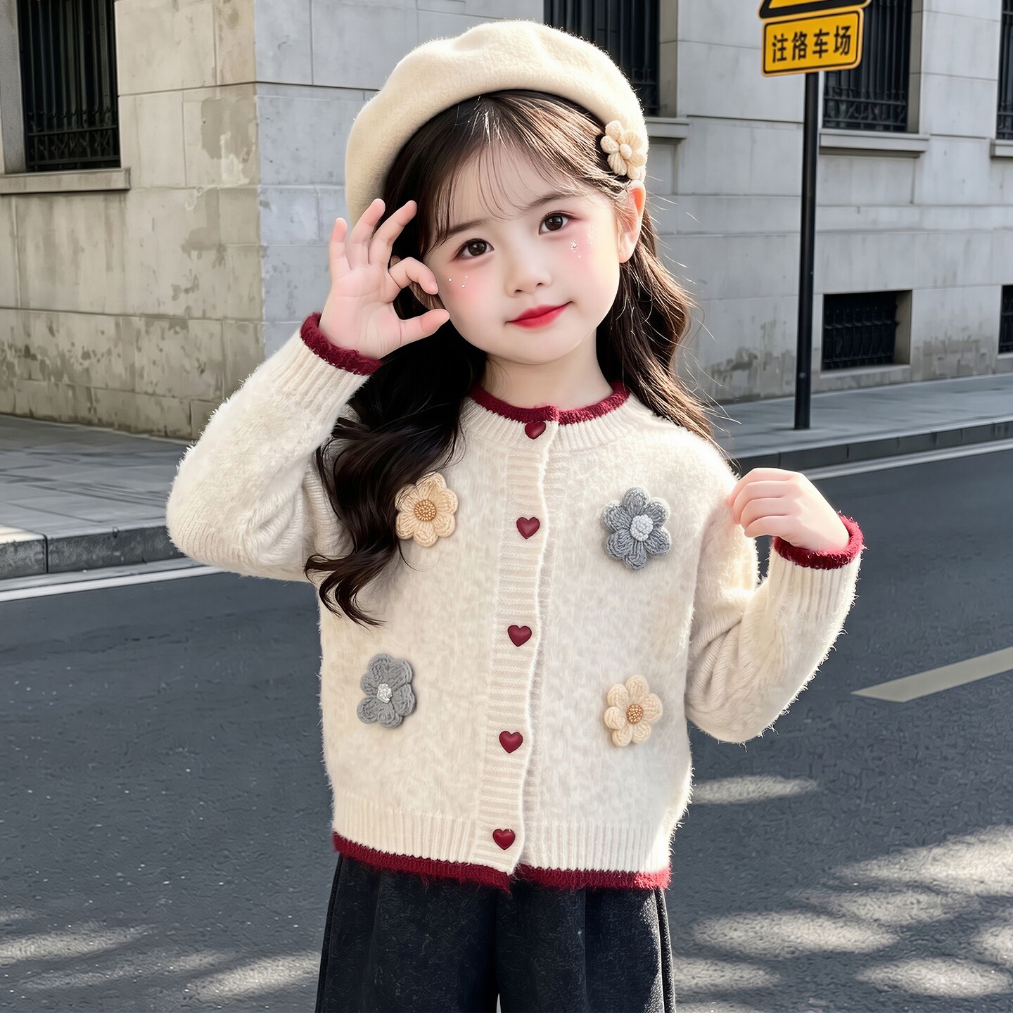 女童秋冬针织开衫2026新款洋气潮