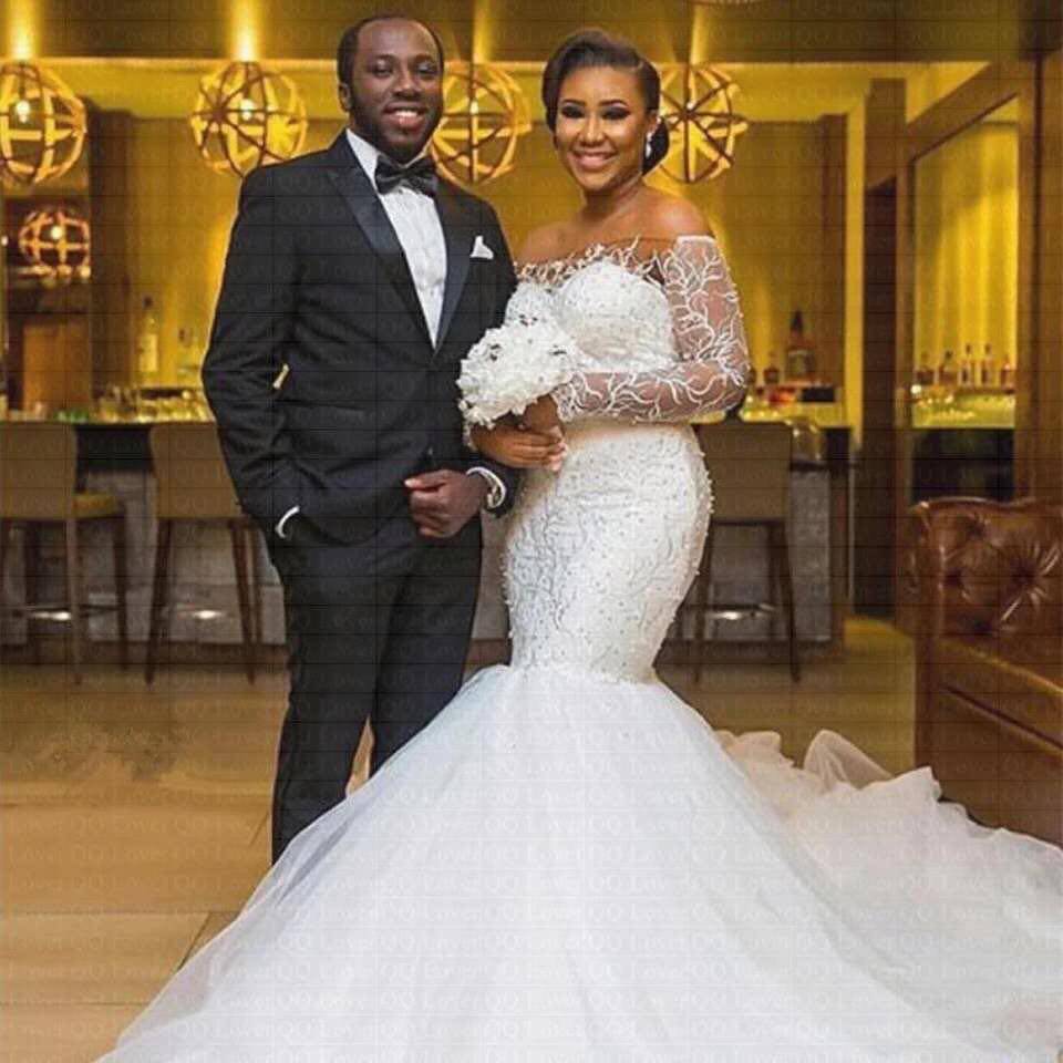 긴 소매 웨딩 드레스 아프리카 플러스 사이즈 신부 드레스