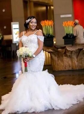 White African Mermaid Wedding Dress Plus Size Wedding Gowns