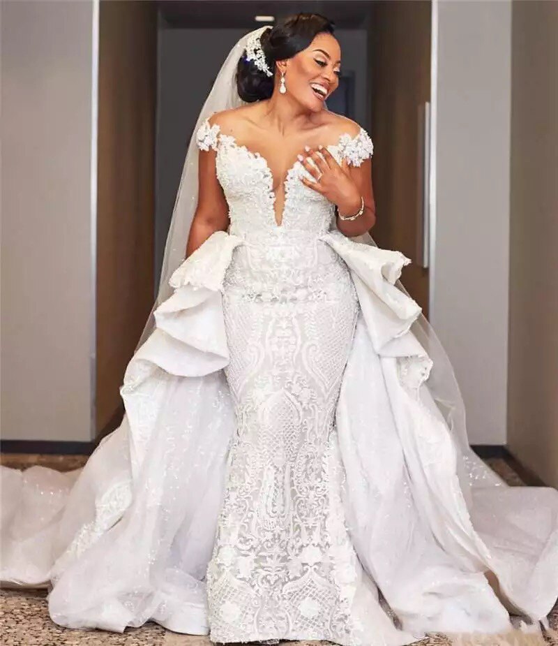 인어 웨딩 드레스 아프리카 신부 가운 결혼식