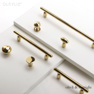 olrvli金色法式美式衣橱柜门抽屉拉手黄铜圆球中古风单孔小拉手