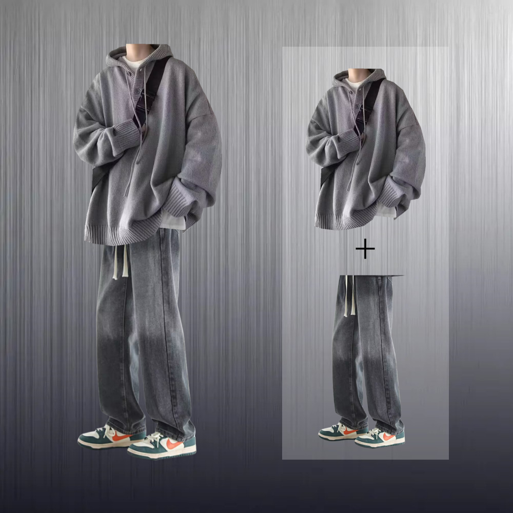 潮牌青少年长袖春秋两件男生套装