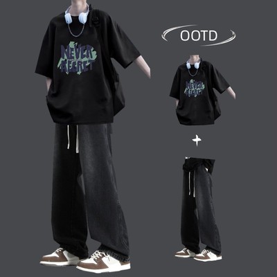 纯棉短袖T恤夏季休闲潮流套装