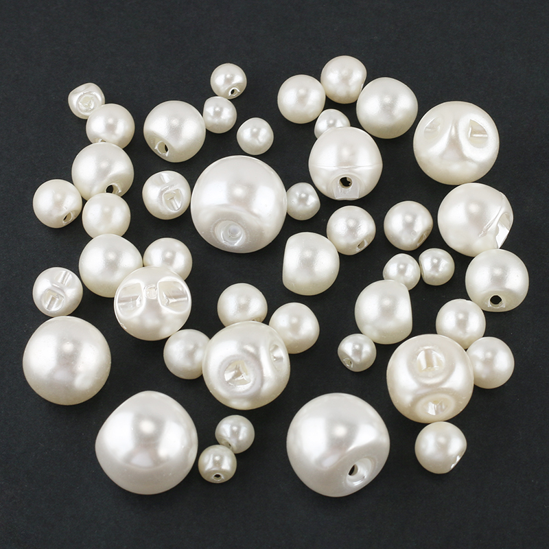 珍珠扣子旗袍衬衫纽扣圆形斜孔装饰扣毛衣扣开衫手工diy珠子配件