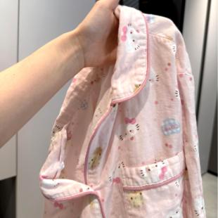 短袖 方领长袖 短裤 全棉双层纱睡衣家居服A类纯棉纱布短袖 长裤