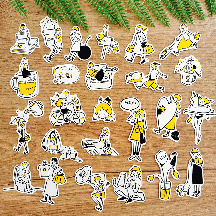 手账日记相册笔记本装饰粘贴小黄人可爱女孩日常手帐pvc贴纸