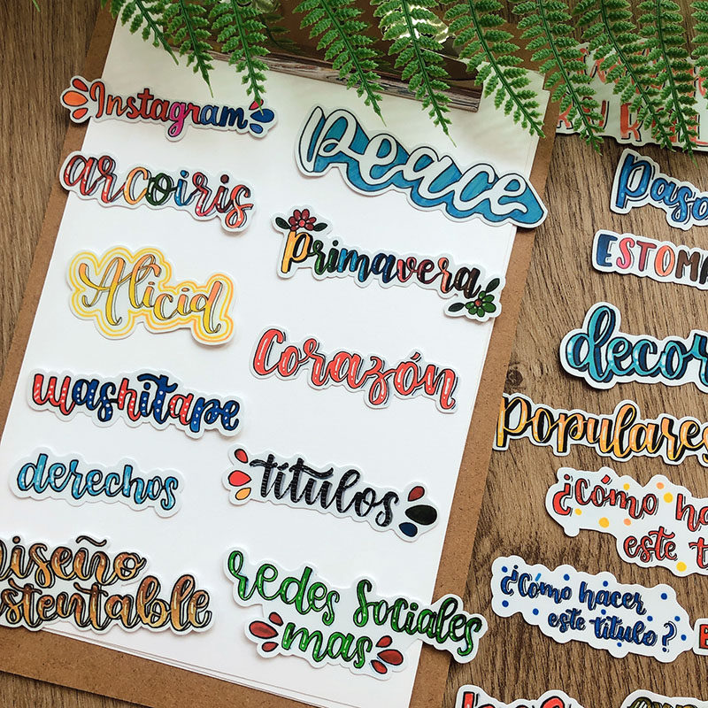 vintage手帐素材 tn 复古手写花式字体文字英文手账装饰贴纸