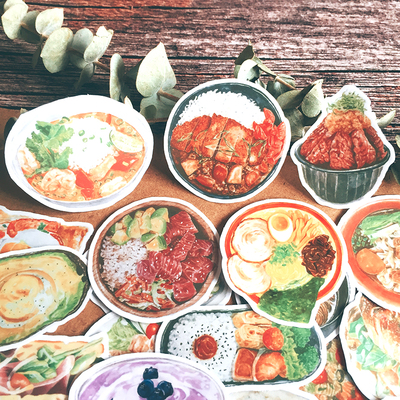 手帐贴纸包 食物美食日记本素材 超薄手账贴纸创意可爱小清新工具