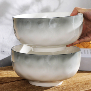 北欧陶瓷7.5英寸汤碗家用简约高颜值渐变灰釉下彩酸菜鱼碗炖菜盆