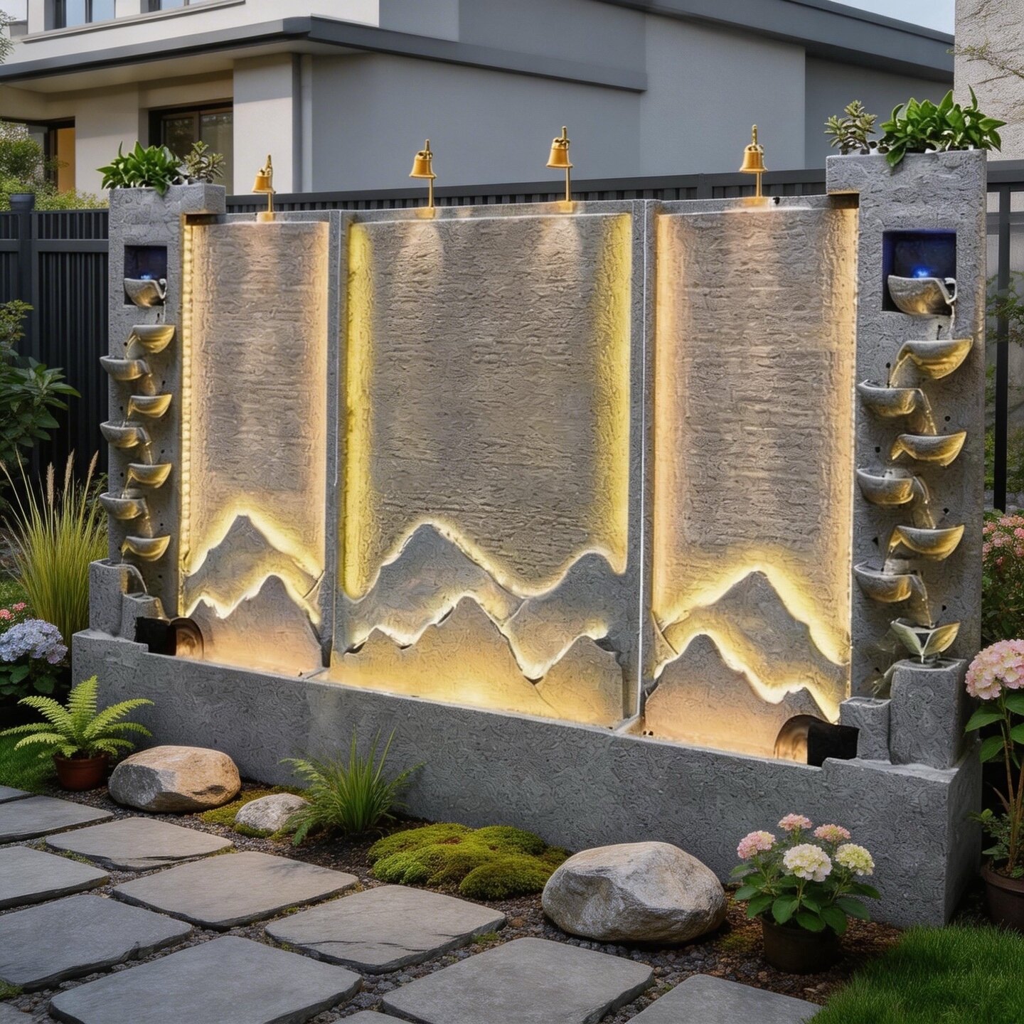 欧式水幕墙流水帘屏风客厅办公室隔断水景户外喷泉景观循环水摆件