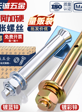 国标铁镀彩锌膨胀螺丝外膨胀螺栓拉爆爆炸螺钉膨胀管M6M8M10M12mm