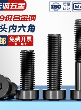 12.9级高强度薄头内六角螺丝钉矮头六角螺栓M4M5M6M8M10M12M14M16