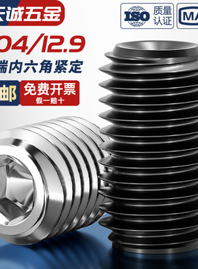 M2-M24凹端紧定螺丝12.9级内六角机米顶丝无头止付螺钉M3M4M5M6M8