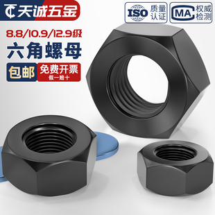 高强度六角螺母 M6M8M10M12M16M20M24M27M30 8级10级12.9级螺丝帽