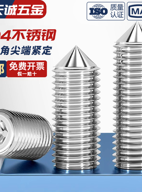 304不锈钢尖头紧定无头机米螺丝顶丝内六角紧定螺钉M3M4M5M6M8M10