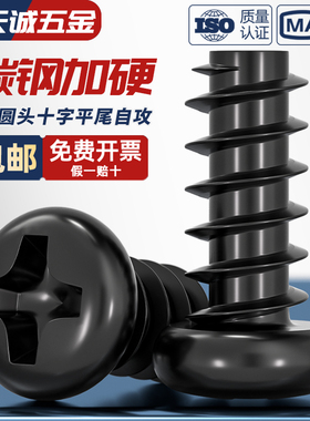 PB加硬铁碳钢黑色圆头十字平尾自攻螺丝盘头小螺钉M1M1.2M2M3M4mm