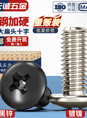 TM 加硬黑色/镀镍十字大扁头螺丝钉大伞头蘑菇头机丝机牙圆头螺栓