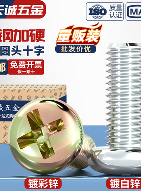 镀锌圆头十字螺丝 铁半圆头小螺钉 开关盘头机丝螺钉M3M4M5M6M8mm