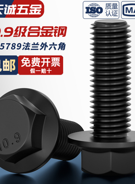 10.9级法兰外六角螺栓GB5789加大带垫螺丝M6M8M10M12M14M16M20mm