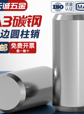 A3碳钢圆柱销定位销固定销钉实心销子Φ2M3M4φ5M6M8-M20mm GB119