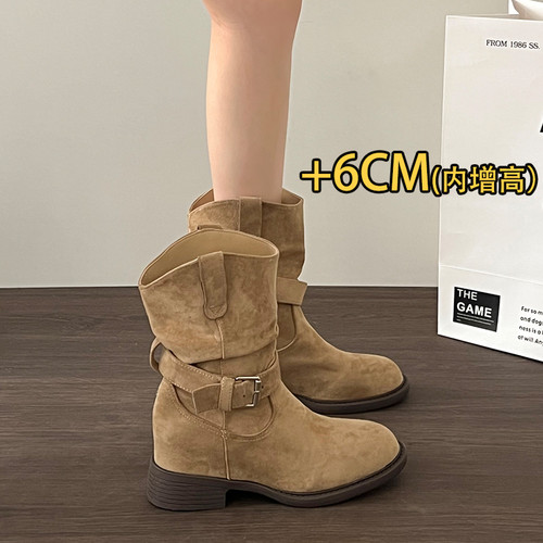 2026新款英伦内增高堆堆短靴女