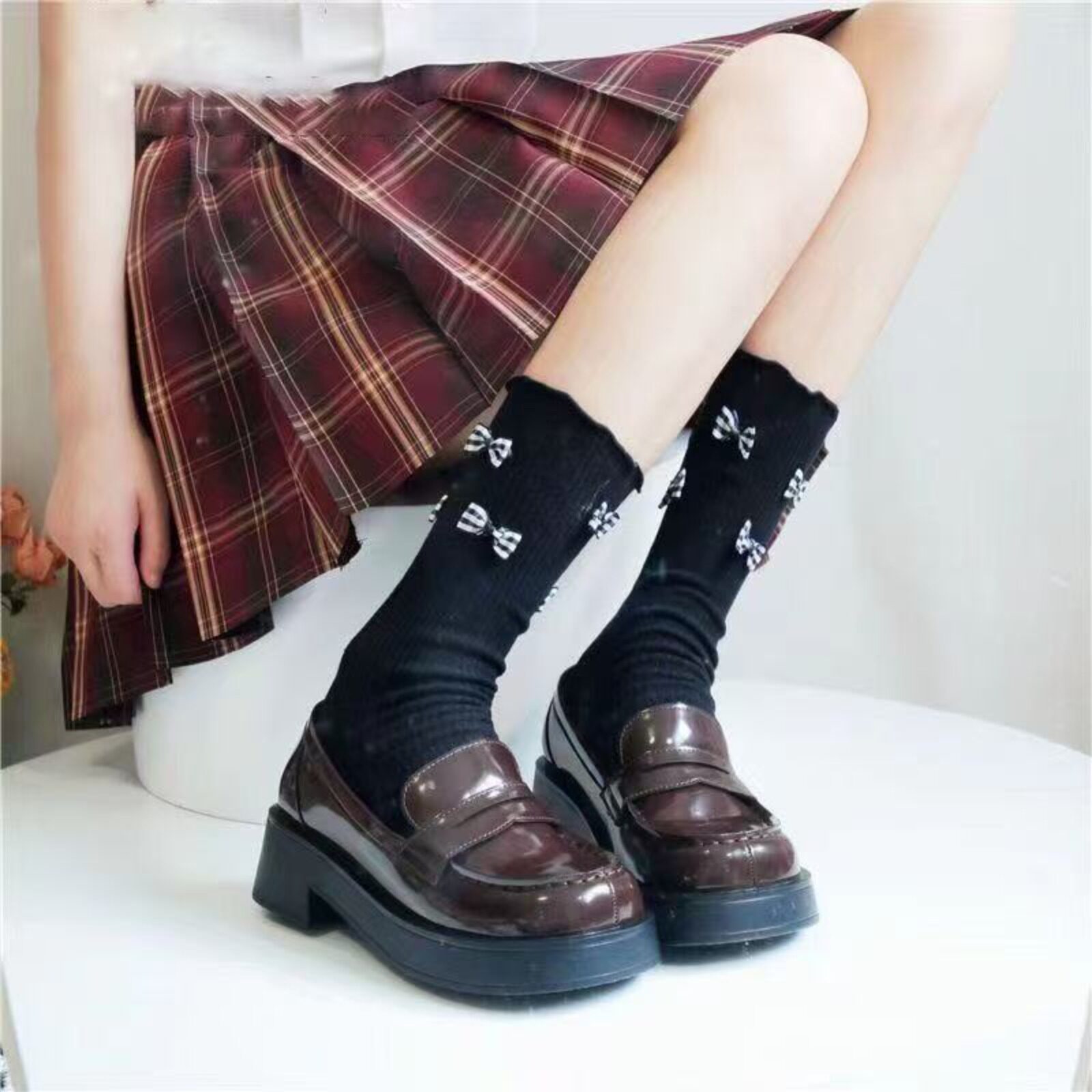 基础款日系复古jk方头厚底英伦风小皮鞋女学生制服鞋秋冬图片