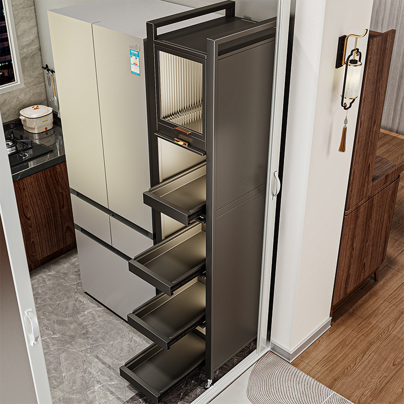 夹缝收纳柜缝隙窄边置物架厨房冰箱侧面抽拉柜超极窄缝收纳柜子