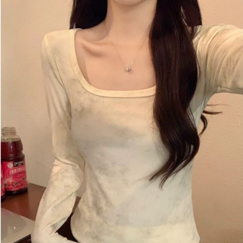 超好看方领打底时尚修身收腰内搭德绒保暖长袖T恤女秋冬新款上衣