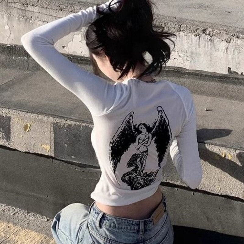 辣妹性感露背长袖T恤女2026春秋季新款设计感修身显瘦内搭上衣