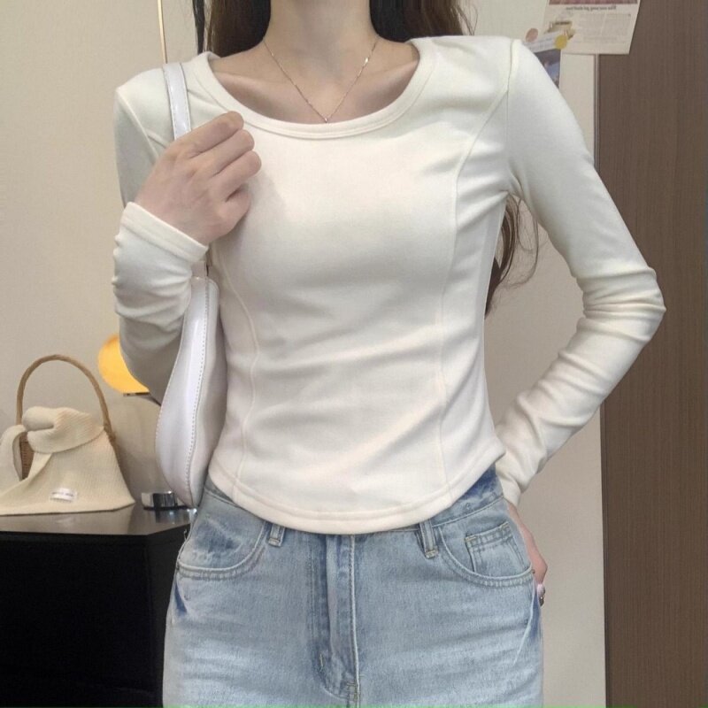 德绒别致设计感长袖t恤女2026秋冬季新款韩版修身保暖打底衫上衣