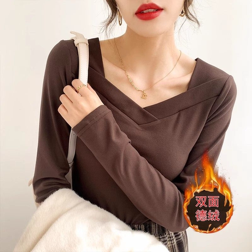 保暖德绒长袖T恤打底衫女装2026秋冬季显瘦修身辣妹内搭上衣ins潮