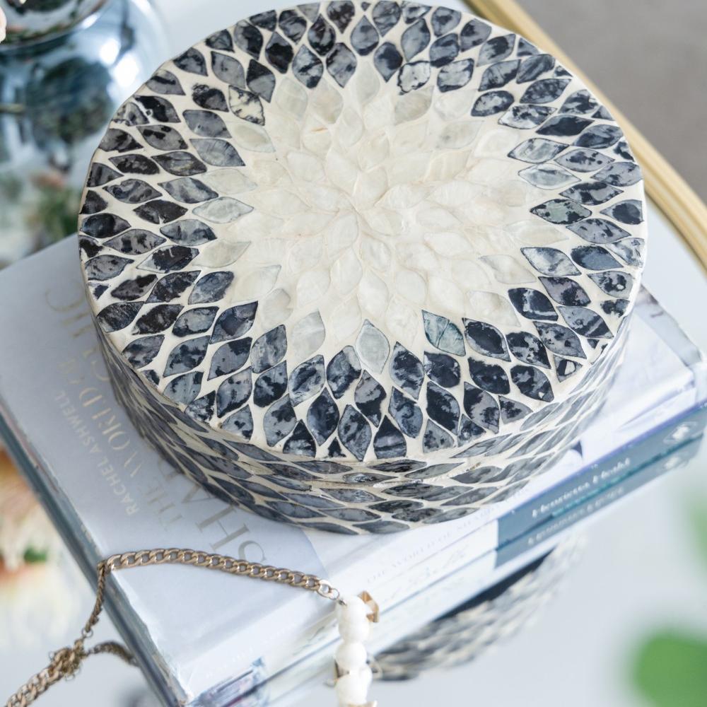 越南进口彩色贝壳托盘收纳盒摆件